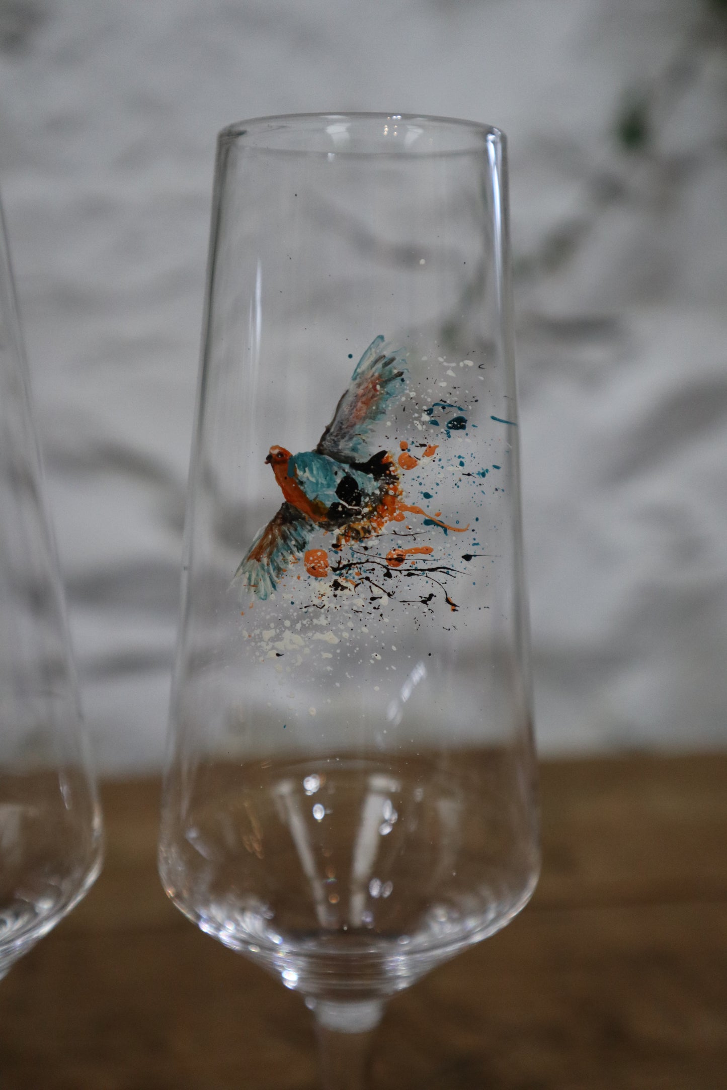 Set of 4 Game Bird Champagne Flutes (Hand painted)