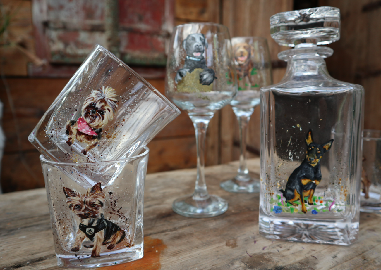 Pet PAWtraits Hand painted on Glassware