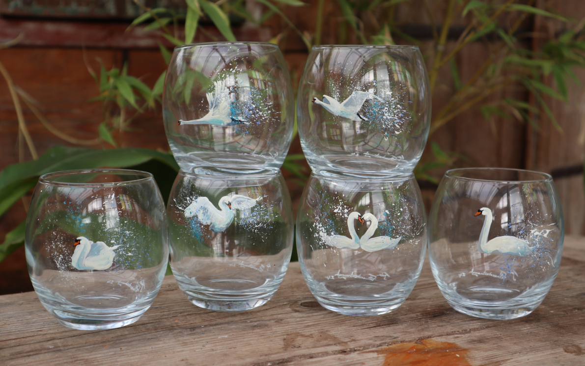 Swan Water Glasses set of 6