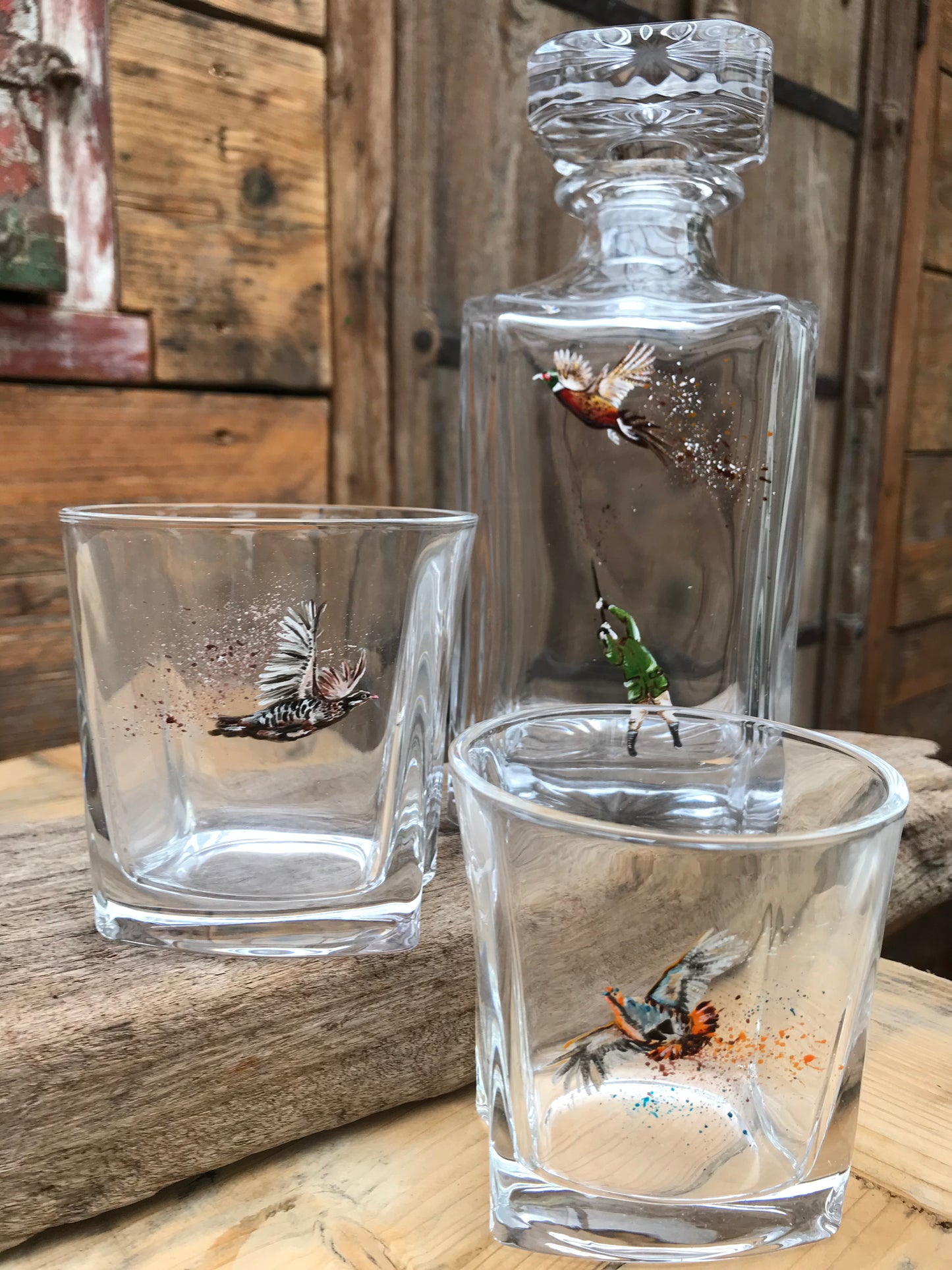 Partridge & Pheasant Shooter Decanter / Glasses