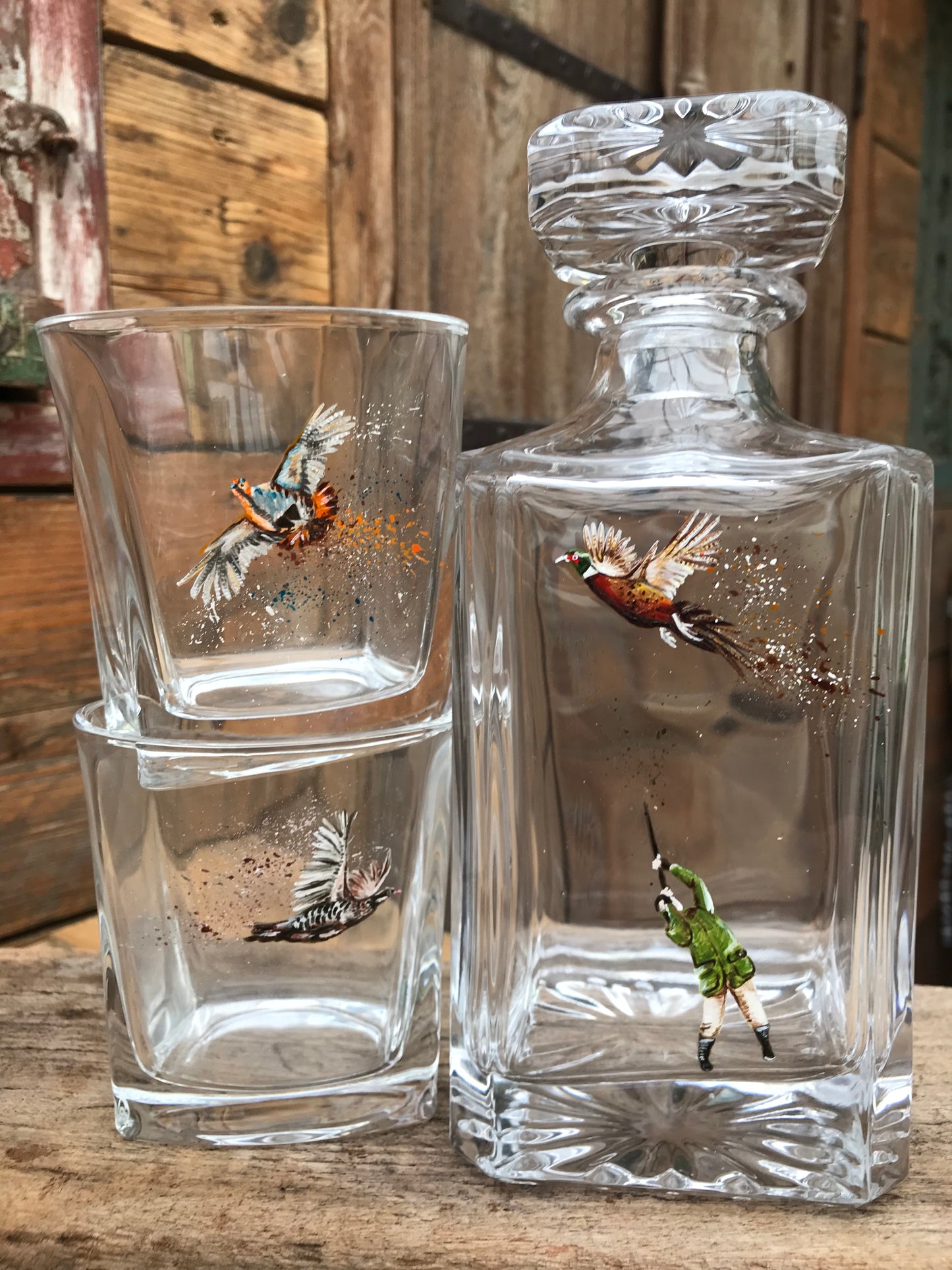 Partridge & Pheasant Shooter Decanter / Glasses