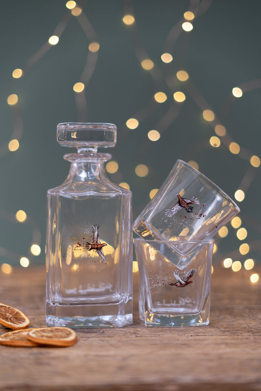Hand Painted Red Grouse Glassware