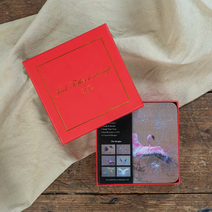 coasters in red gift box