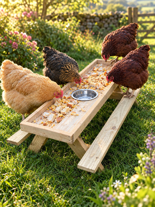 The Cluckin' Feeder – Chicken Picnic Table