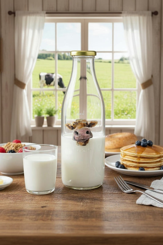 Hand-Painted Cow Milk Bottles – Each Utterly Unique 🐄