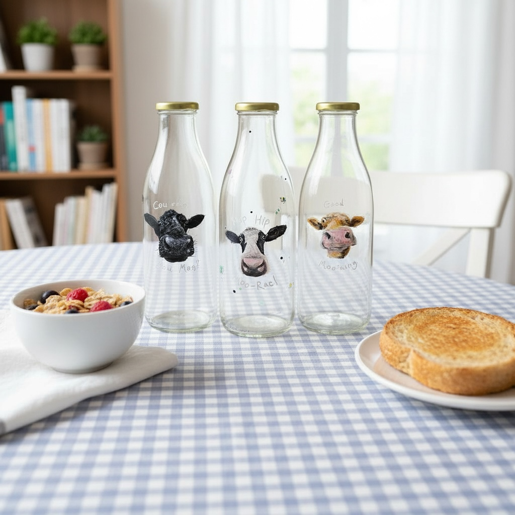 Hand-Painted Cow Milk Bottles – Each Utterly Unique 🐄