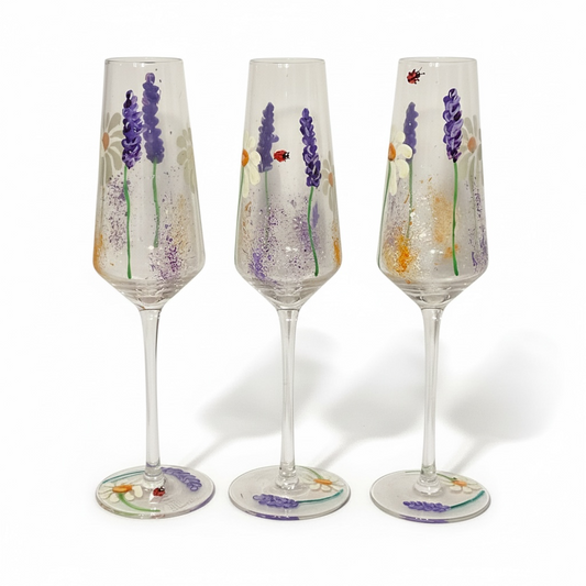 Hand-Painted Floral Champagne Glass – 280 ml