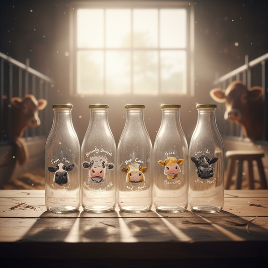 Hand-Painted Cow Milk Bottles – Each Utterly Unique 🐄