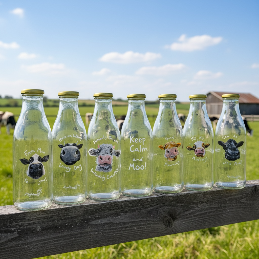 Hand-Painted Cow Milk Bottles – Each Utterly Unique 🐄