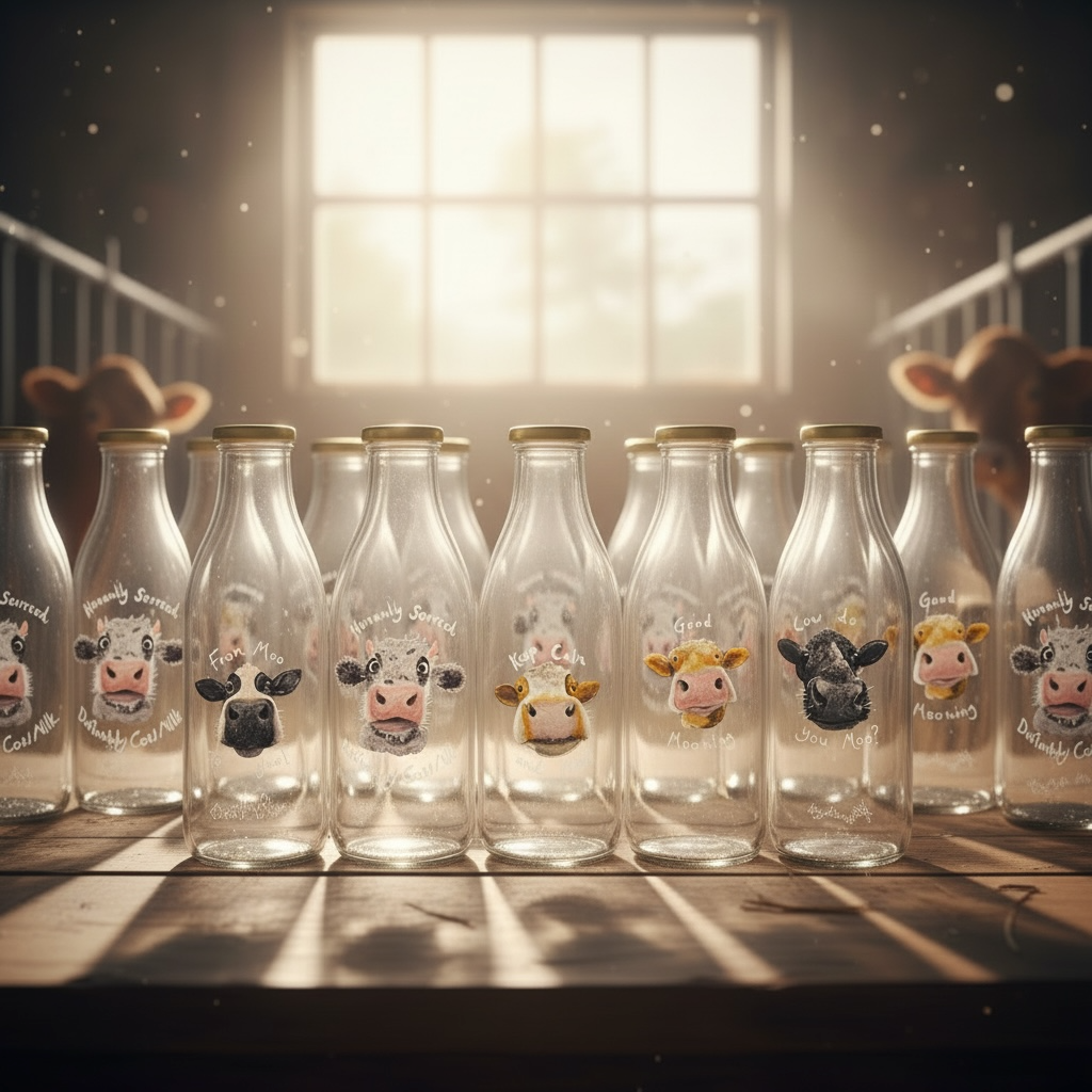 Hand-Painted Cow Milk Bottles – Each Utterly Unique 🐄