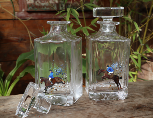 Pair of Riders on horse Decanters