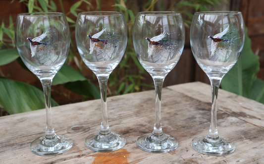 Set of 4 Pheasant Wine Glasses