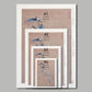 Size comparison graphic of Study of Swallows prints A4 A3 A2 A1