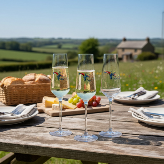 Parrot Champagne Flutes (Hand painted)