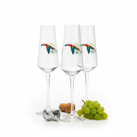 Parrot Champagne Flutes (Hand painted)
