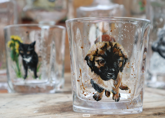 Pet PAWtraits Hand painted on Glassware